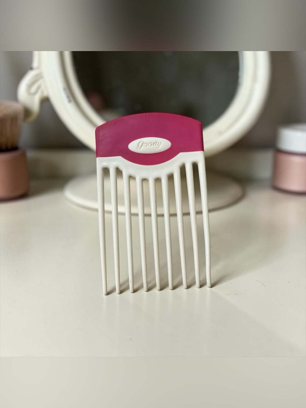 Vintage 90s Goody Color Dip Hair Pick Lift Comb Fuchsia White Retro Styling